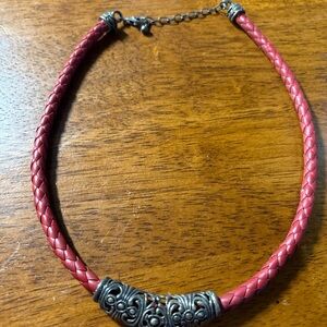 Vintage Joseph Esposito ESPO Necklace Sterling Silver W/ Leather 15” Adjustable